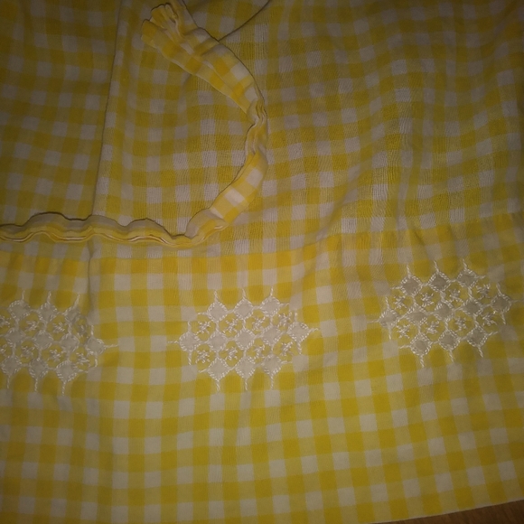 Vintage handmade apron yellow white checke… - Picture 2 of 5